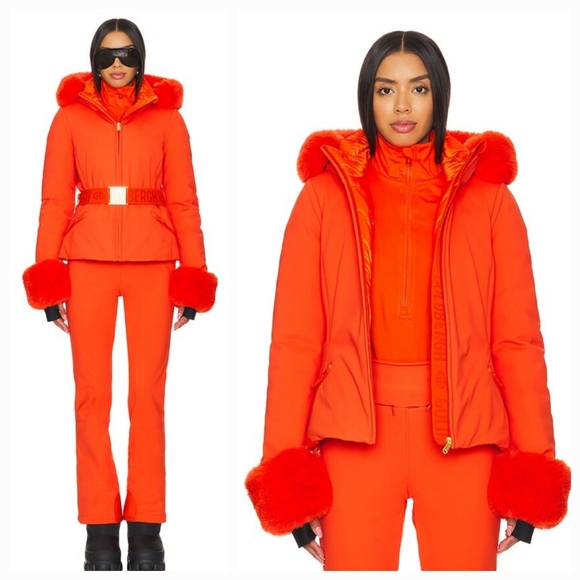 Goldbergh Giselle Ski Jacket Fur Cuffs Orange Goldbergh Giselle Belted Jacket - Picture 7 of 15